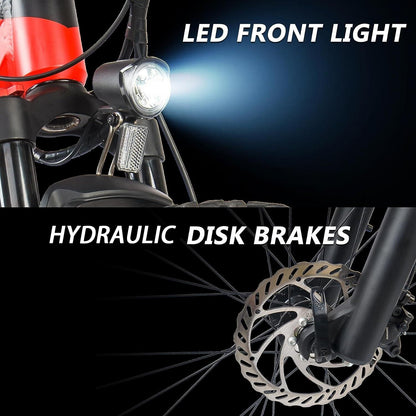 Red 500W Electric Mountain Ebike