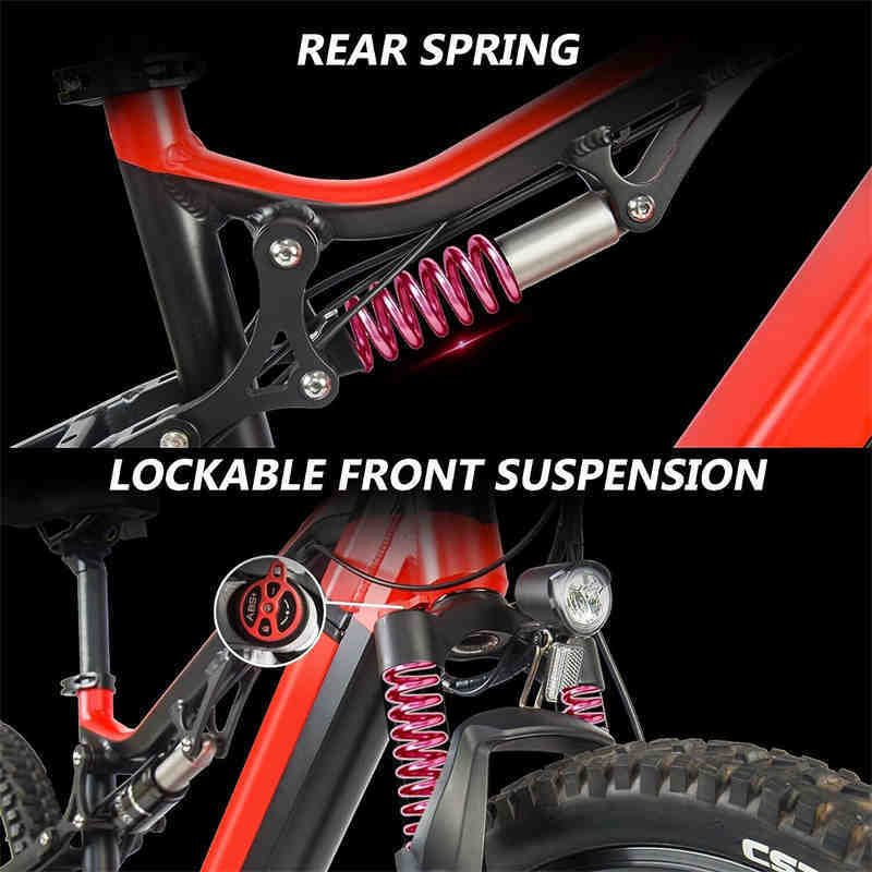 Red 500W Electric Mountain Ebike