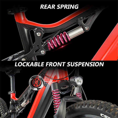 Red 500W Electric Mountain Ebike