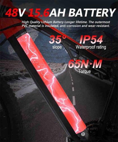 Red 500W Electric Mountain Ebike